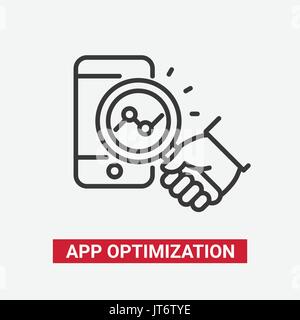 App Optimization - modern vector line design icon. Stock Vector