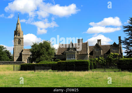 All Saints Church and Pilton Manor, Pilton village, Northamptonshire, England, UK Stock Photo