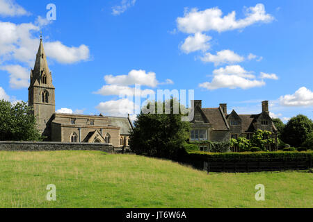 All Saints Church and Pilton Manor, Pilton village, Northamptonshire, England, UK Stock Photo