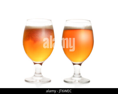 Two full beer glasses. Isolated on white, clipping path included Stock Photo