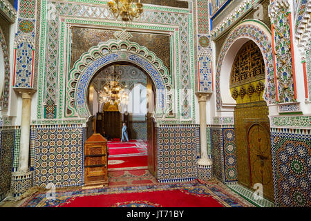 Moulay Idriss II Mosque. Souk Medina of Fez, Fes el Bali. Morocco, Maghreb North Africa Stock Photo
