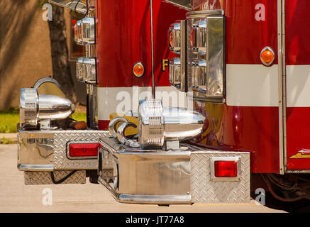 Local fire department red engines on stand by Stock Photo - Alamy