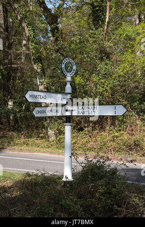 Signpost at Shave Wood, New Forest, UK Stock Photo