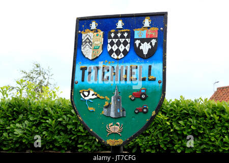 Titchwell, village sign, Norfolk, England, UK, English village signs Stock Photo