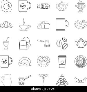 Diet icons set, outline style Stock Vector