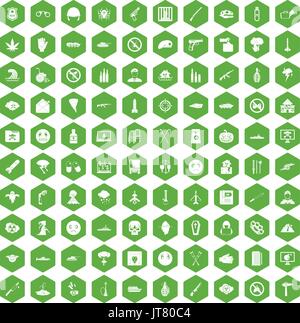 100 oppression icons hexagon green Stock Vector