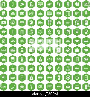 100 paying money icons hexagon green Stock Vector