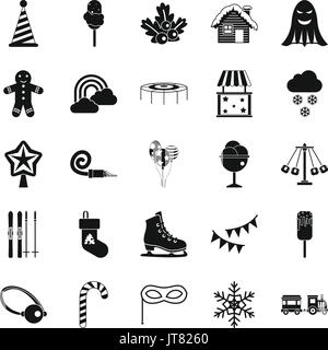 Children holidays icons set, simple style Stock Vector
