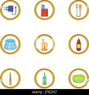 Vape icon set, cartoon style Stock Vector