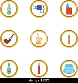 Electronic cigarette icon set, cartoon style Stock Vector