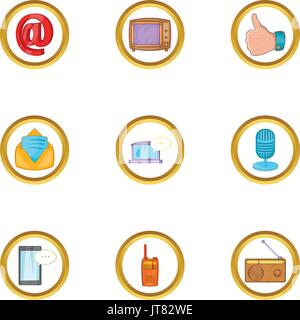 Media device icon set, cartoon style Stock Vector