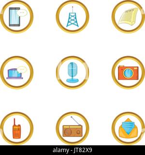 Social media icon set, cartoon style Stock Vector