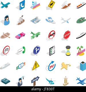 Traffic icons set, isometric style Stock Vector