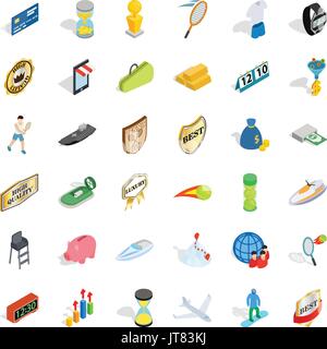 Victory icons set, isometric style Stock Vector
