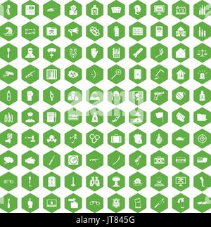 100 violation icons hexagon green Stock Vector