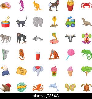 Zoo icons set, cartoon style Stock Vector