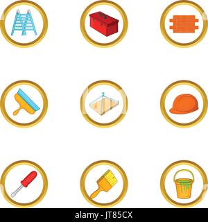 Home repair icons set, cartoon style Stock Vector