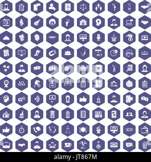 100 coherence icons hexagon purple Stock Vector