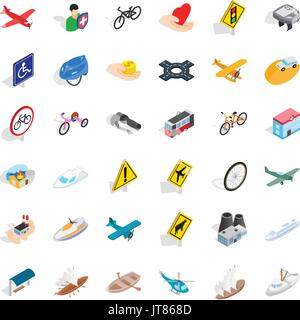Crossroad icons set, isometric style Stock Vector