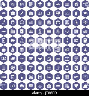 100 credit icons hexagon purple Stock Vector