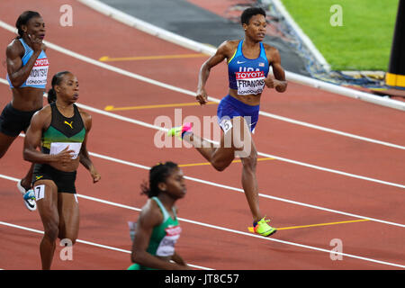 London, UK. 07th Aug, 2017. London, 2017 August 07. Phyllis Francis, USA, in the Women's 400m semi-final on day four of the IAAF London 2017 world Championships at the London Stadium. Credit: Paul Davey/Alamy Live News Stock Photo