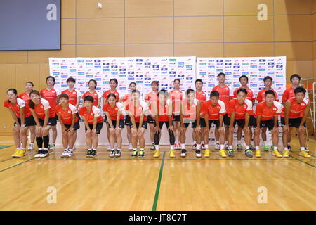 Ajinomoto National Training Center, Tokyo, Japan. 7th Aug, 2017. Japan team group (JPN), AUGUST 7, 2017 - Badminton : Japan national team training session prior to the 2017 BWF World Championships at Ajinomoto National Training Center, Tokyo, Japan. Credit: Naoki Nishimura/AFLO SPORT/Alamy Live News Stock Photo