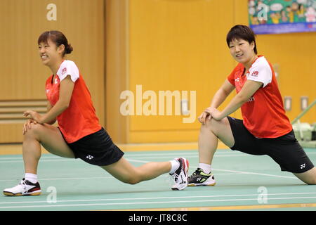 Ajinomoto National Training Center, Tokyo, Japan. 7th Aug, 2017. (L-R) Nozomi Okuhara, Akane Yamaguchi (JPN), AUGUST 7, 2017 - Badminton : Japan national team training session prior to the 2017 BWF World Championships at Ajinomoto National Training Center, Tokyo, Japan. Credit: Naoki Nishimura/AFLO SPORT/Alamy Live News Stock Photo