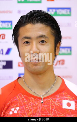 Ajinomoto National Training Center, Tokyo, Japan. 7th Aug, 2017. Hiroyuki Endo (JPN), AUGUST 7, 2017 - Badminton : Japan national team training session prior to the 2017 BWF World Championships at Ajinomoto National Training Center, Tokyo, Japan. Credit: Naoki Nishimura/AFLO SPORT/Alamy Live News Stock Photo