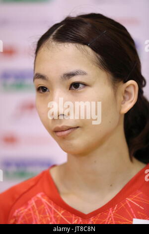 Ajinomoto National Training Center, Tokyo, Japan. 7th Aug, 2017. Misaki Matsutomo (JPN), AUGUST 7, 2017 - Badminton : Japan national team training session prior to the 2017 BWF World Championships at Ajinomoto National Training Center, Tokyo, Japan. Credit: Naoki Nishimura/AFLO SPORT/Alamy Live News Stock Photo