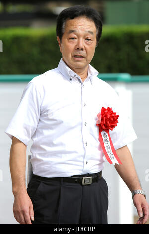 Fukuoka, Japan. 6th Aug, 2017. Ippo Sameshima Horse Racing : Trainer Ippo Sameshima after Tatsu Gogeki won the Kokura Kinen at Kokura Racecourse in Fukuoka, Japan . Credit: Eiichi Yamane/AFLO/Alamy Live News Stock Photo