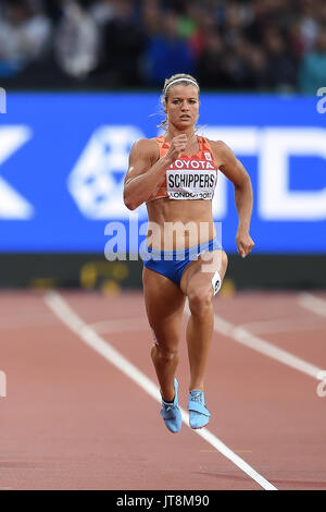 London, UK. 8th Aug, 2017. Dafne SCHIPPERS, Nederlands, during 200 meter heats in London at the 2017 IAAF World Championships athletics. Credit: Ulrik Pedersen/Alamy Live News Stock Photo