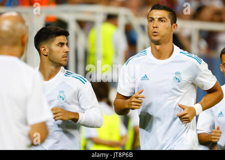 Skopje, Macedonia. 8th Aug, 2017. Cristiano Ronaldo dos Santos (7) Real Madrid's player. UEFA SUPER CUP FINAL between Real Madrid vs Manchester United match at the Philipo II National Arena (Skopje) Macedonia, August 8, 2017 . Credit: Gtres Información más Comuniación on line, S.L./Alamy Live News Stock Photo