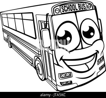 Cartoon Character School Bus Mascot Stock Vector