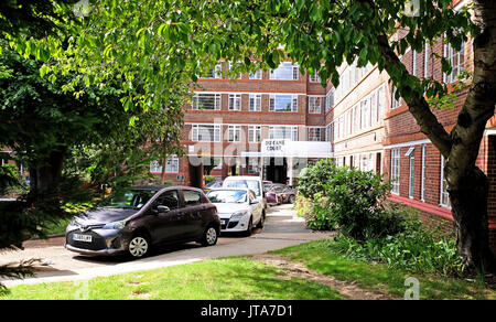 London UK - Du Cane Court is an Art Deco apartment block on Balham High Road, Balham, south London. A distinctive local landmark, Stock Photo