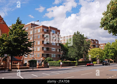 London UK - Du Cane Court is an Art Deco apartment block on Balham High Road, Balham, south London. A distinctive local landmark, Stock Photo