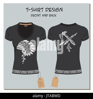 white and black design girl's T-shirts, with the label, vector. Stock Vector