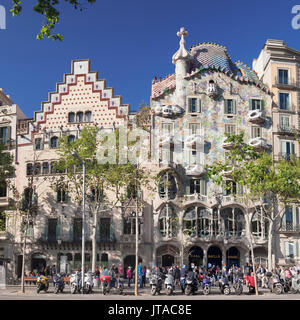 Casa Batllo, architect Antonio Gaudi, UNESCO World Heritage Site, Casa Amatller, Modernisme, Barcelona, Catalonia, Spain, Europe Stock Photo