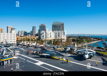 Fighter jet on deck of the USS Midway Museum, San Diego, California, United States of America, North America Stock Photo