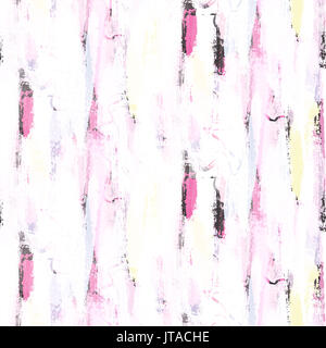 Abstract soft pastel color brushstrokes bold seamless pattern. Neon pink and gray colors white background. Stock Photo