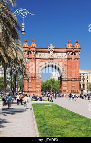 Arc de Triomf, by architect Josep Vilaseca i Casanovas, Barcelona, Catalonia, Spain, Europe Stock Photo