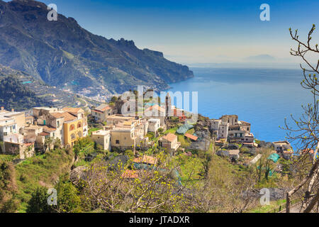 Hamlet of Torello, near Ravello, view down Amalfi Coast to Maiori in spring, UNESCO World Heritage Site, Campania, Italy, Europe Stock Photo