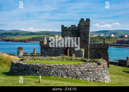 Peel Castle, Peel, Isle of Man, crown dependency of the United Kingdom, Europe Stock Photo