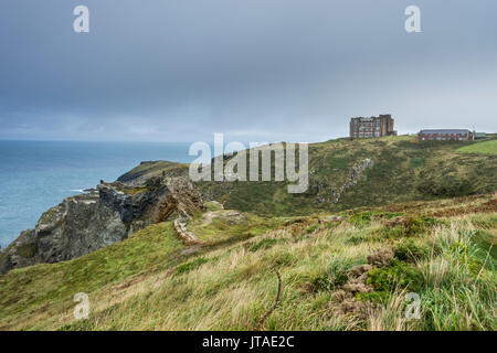 Tintagel Castle on Tintagel Island, Cornwall, England, United Kingdom, Europe Stock Photo