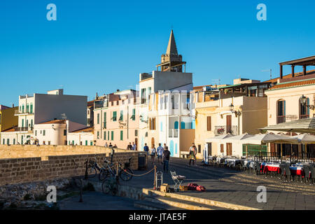 Ocean promenade in the coastal town of Alghero, Sardinia, Italy, Mediterranean, Europe Stock Photo