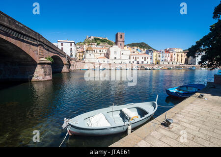 The town of Bosa on the River Temo, Sardinia, Italy, Europe Stock Photo