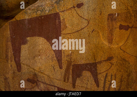 Cave paintings in Lass Geel caves, Somaliland, Somalia, Africa Stock Photo