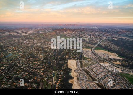 Aerial over Encinitas from a hot air balloon, California, United States of America, North America Stock Photo