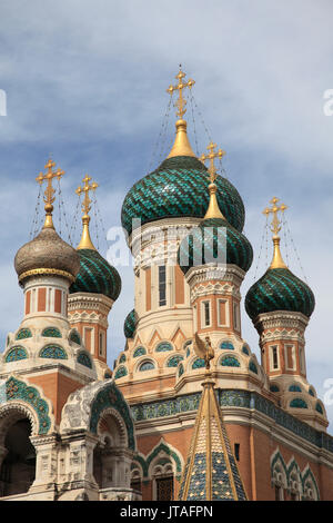 Russian Orthodox Cathedral of Saint Nicolas, Nice, Cote d'Azur, Alpes Maritimes, Provence, French Riviera, France, Europe Stock Photo