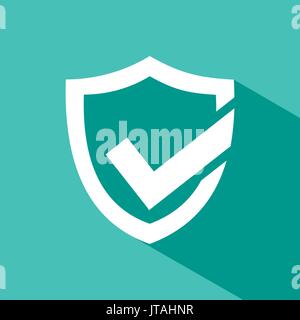 Active protection shield icon with shade on a green background Stock Vector