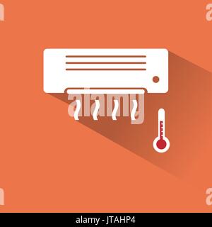 Air conditioner icon with hot air Stock Vector